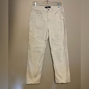 Hollister White ultra high rise vintage straight Denim Jeans raw hem